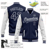 Custom Navy White Bomber Full-Snap Varsity Letterman Two Tone Jacket