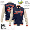 Custom Navy Red-Cream Bomber Full-Snap Varsity Letterman Two Tone Jacket