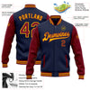 Custom Navy Crimson-Gold Bomber Full-Snap Varsity Letterman Two Tone Jacket