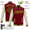 Custom Crimson Black Cream-Gold Bomber Full-Snap Varsity Letterman Two Tone Jacket