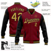 Custom Crimson Old Gold-Black Bomber Full-Snap Varsity Letterman Two Tone Jacket