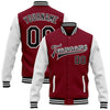 Custom Crimson Black-White Bomber Full-Snap Varsity Letterman Two Tone Jacket