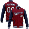 Custom Crimson White-Navy Bomber Full-Snap Varsity Letterman Two Tone Jacket