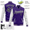 Custom Purple Black-White Bomber Full-Snap Varsity Letterman Two Tone Jacket