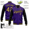 Custom Purple Old Gold-Black Bomber Full-Snap Varsity Letterman Two Tone Jacket