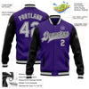 Custom Purple Gray Black-White Bomber Full-Snap Varsity Letterman Two Tone Jacket