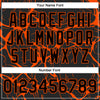 Custom Black Orange Abstract Network 3D Pattern Design Bomber Full-Snap Varsity Letterman Jacket