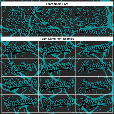 Custom Black Teal Abstract Network 3D Pattern Design Bomber Full-Snap Varsity Letterman Jacket