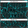 Custom Black Teal Abstract Network 3D Pattern Design Bomber Full-Snap Varsity Letterman Jacket