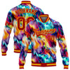 Custom Red Gold Abstract Rainbow Liquid Trippy 3D Pattern Design Bomber Full-Snap Varsity Letterman Jacket