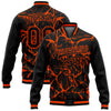 Custom Black Orange Abstract Network And Tiger 3D Pattern Design Bomber Full-Snap Varsity Letterman Jacket