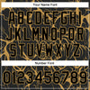 Custom Black Old Gold Abstract Network And Tiger 3D Pattern Design Bomber Full-Snap Varsity Letterman Jacket