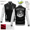 Custom Black White Bomber Full-Snap Varsity Letterman Two Tone Jacket