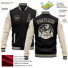 Custom Black Cream Bomber Full-Snap Varsity Letterman Two Tone Jacket