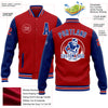 Custom Red Royal-White Bomber Full-Snap Varsity Letterman Two Tone Jacket