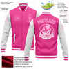 Custom Pink White Bomber Full-Snap Varsity Letterman Two Tone Jacket