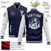 Custom Navy White Bomber Full-Snap Varsity Letterman Two Tone Jacket