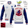 Custom White Royal-Red Bomber Full-Snap Varsity Letterman Two Tone Jacket