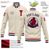 Custom Cream Red-Navy Bomber Full-Snap Varsity Letterman Jacket