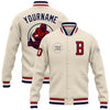 Custom Cream Red-Navy Bomber Full-Snap Varsity Letterman Jacket