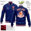 Custom Royal Orange-White Bomber Full-Snap Varsity Letterman Jacket