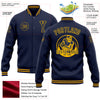 Custom Navy Gold Bomber Full-Snap Varsity Letterman Jacket