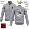 Custom Gray Black-White Bomber Full-Snap Varsity Letterman Jacket