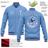 Custom Light Blue White-Royal Bomber Full-Snap Varsity Letterman Jacket