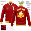 Custom Red White-Gold Bomber Full-Snap Varsity Letterman Jacket