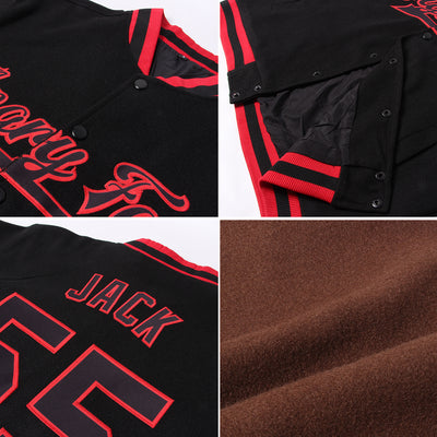 Custom Brown White-Gold Bomber Full-Snap Varsity Letterman Jacket