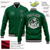 Custom Kelly Green Black-White Bomber Full-Snap Varsity Letterman Jacket