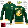 Custom Kelly Green White-Gold Bomber Full-Snap Varsity Letterman Jacket