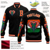 Custom Black Orange-White Elephant 3D Pattern Design Bomber Full-Snap Varsity Letterman Jacket