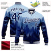 Custom Royal Navy-White Pine Forest With Fog 3D Pattern Design Bomber Full-Snap Varsity Letterman Jacket