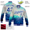 Custom Royal White Daylight Forest 3D Pattern Design Bomber Full-Snap Varsity Letterman Jacket