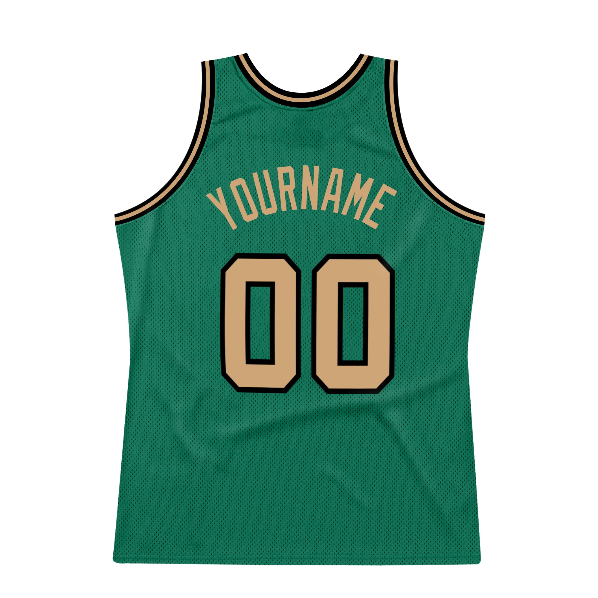 Custom Kelly Green Old Gold-Black Authentic Throwback Basketball Jersey