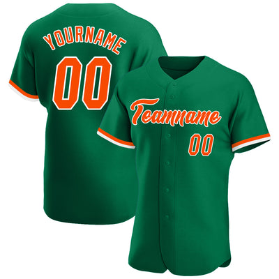 Custom Kelly Green Orange-White Authentic Baseball Jersey