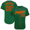 Custom Kelly Green Gold Pinstripe Red-Gold Authentic Baseball Jersey