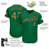 Custom Kelly Green Old Gold-Black Authentic Baseball Jersey