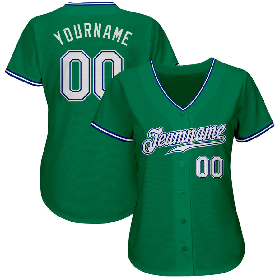 Custom Kelly Green White-Royal Authentic Baseball Jersey