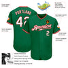 Custom Kelly Green White-Red Authentic Baseball Jersey