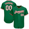 Custom Kelly Green White-Red Authentic Baseball Jersey