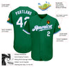 Custom Kelly Green White-Light Blue Authentic Baseball Jersey