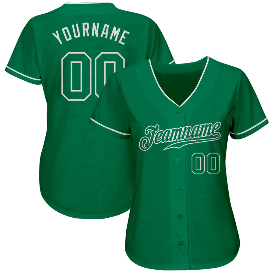 Custom Kelly Green Kelly Green-White Authentic Baseball Jersey