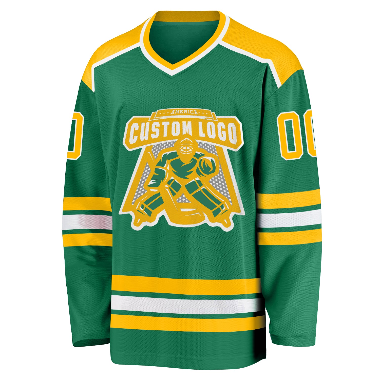 Custom Kelly Green Gold-White Hockey Jersey