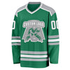 Custom Kelly Green White-Gray Hockey Jersey