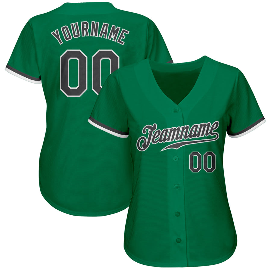 Custom Kelly Green Steel Gray-White Authentic Baseball Jersey