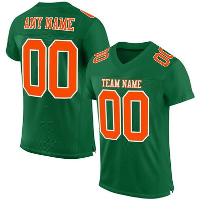 Custom Kelly Green Orange-White Mesh Authentic Football Jersey