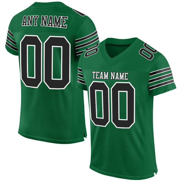 Custom Black Kelly Green-White Mesh Authentic Football Jersey