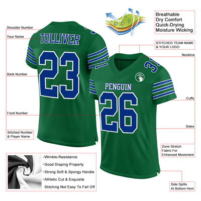 Custom Kelly Green Royal-White Mesh Authentic Football Jersey